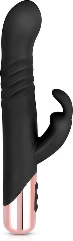 Rosy Gold - Rabbit Vibrator Met Stootfunctie - Zwart — thumbnail 5