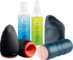 EasyToys Playtime Essentials – Seksspeeltjes Bundel Voor Hem: Vibrerende Handjob Stroker, Oral Masturbator, Vagina Masturbator, EasyGlide Glijmiddel 150 ml & Toy Cleaner 150 ml — thumbnail 1