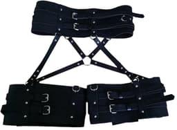Sexy Zwart Harnas - Verstelbaar Tuigje met Brede Riemen voor Middel en Benen - Kunstleer Bondage Lingerie - Erotisch Sex Speeltje voor Mannen en Vrouwen - Sex Toys — thumbnail 3