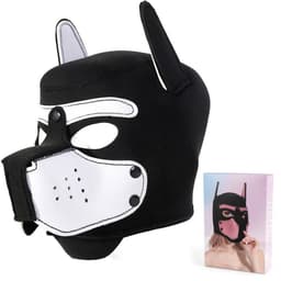 BDSM Dog-Puppy-Honden-Masker Carlo van neoprene kleur zwart-wit — thumbnail 2