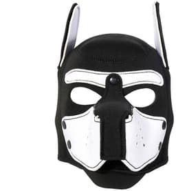 BDSM Dog-Puppy-Honden-Masker Carlo van neoprene kleur zwart-wit — thumbnail 1
