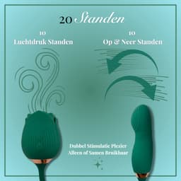 Roos Vibrator - 2 in 1 Luchtdruk & Stotend - Clitoris en G-Spot Stimulatie - Intense 20 Standen - Siliconen Sex Toy voor Vrouwen - Dildo — thumbnail 4