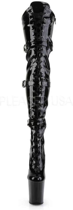 Pleaser - FLAMINGO-3028 Plateau Overknee Laarzen - Paaldans schoenen - 38 Shoes - Zwart — thumbnail 2