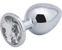 Banoch - Buttplug Aurora Clear Large - Metalen buttplug - Diamant steen - Wit