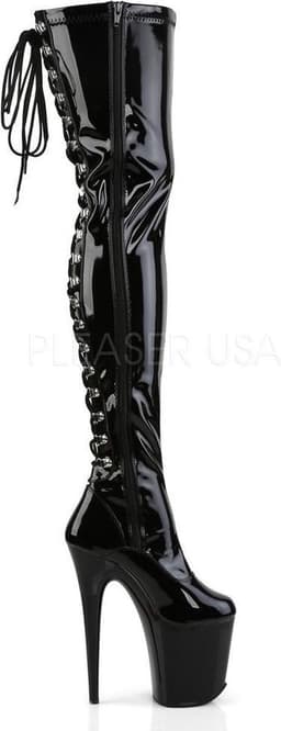 Pleaser - FLAMINGO-3063 Plateau Overknee Laarzen - Paaldans schoenen - 39 Shoes - Zwart — thumbnail 2