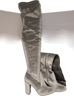 SERGIO TODZI-HOGE OVER THE KNEE LAARS-GREY-SOFTVELVET-HAK 10CM-40 — thumbnail 1