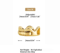 Sevanda - Ring of Kings - Eikelring Kroon - Maat M - Goud — thumbnail 2
