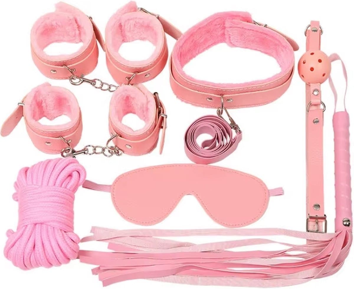 Bdsm Extreme - Bdsm Set - Bdsm Masker- Bdsm Halsband - Roze - Mondbal — afbeelding 1
