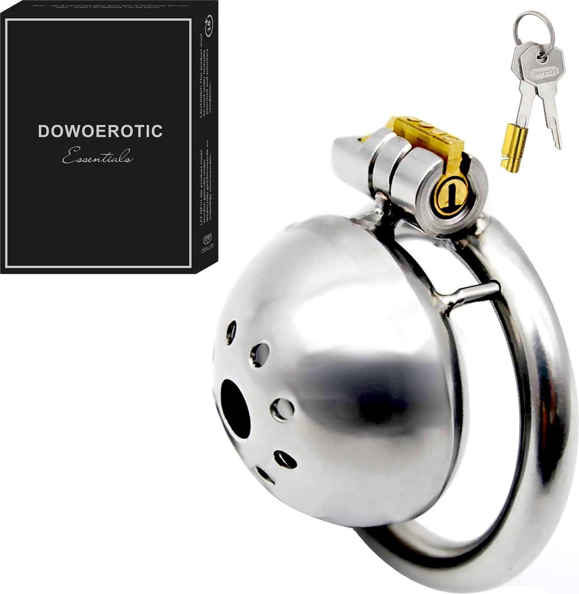 DOWO® - Mini Locker - Kuisheidskooi- Chastity cage - Peniskooi - Hemisferisch - Staal - 45 mm — afbeelding 1