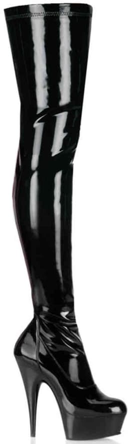 EU 42,5 = US 12 | DELIGHT-3000 | 6 Heel, 1 3/4 PF Thigh High Boot, Side Zip — thumbnail 1