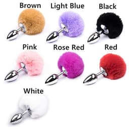 New Age Devi - Bunny Tail - Sexy Konijnen staart - Butt Plug - Fluffy -Playful Sex Toys - Zilver - Roze — thumbnail 3