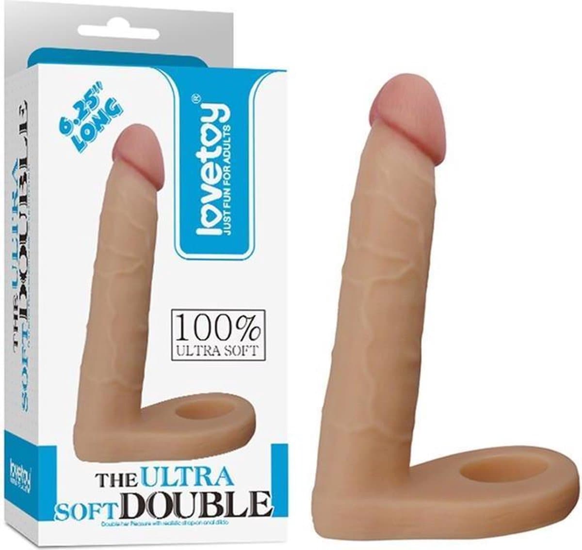 Lovetoy - The Ultra Soft Dude - Dildo met Cockring - Dubbele Penetratie - 16 cm — afbeelding 1