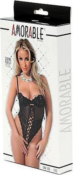 Amorable - Sexy Transparant speelpakje Hoog opgesneden En rijgveter sluiting — thumbnail 4