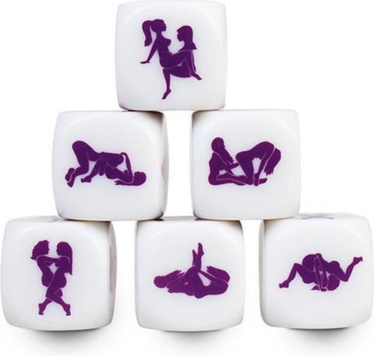 Secretplay 100% Games - Erotische Dobbelsteen voor Lesbiennes - Verschillende Standjes - 25mm - Wit en Paars — afbeelding 1