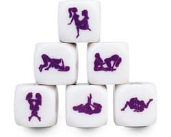 Secretplay 100% Games - Erotische Dobbelsteen voor Lesbiennes - Verschillende Standjes - 25mm - Wit en Paars