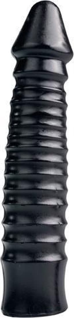 All Black Zwarte grote dildo met geribbelde schacht — thumbnail 2