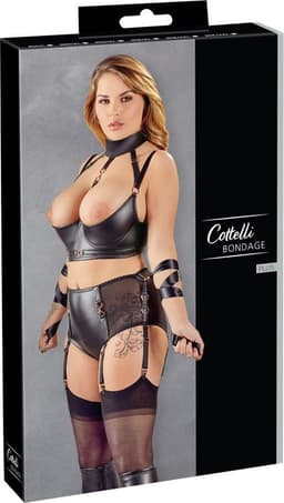 Cottelli Bondage Jarretelle setje – Met open cups en halsband — thumbnail 5