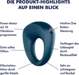 EIS, Satisfyer penisring "Vibro-Ring", oplaadbaar, gemaakt van siliconen, waterdicht — thumbnail 4