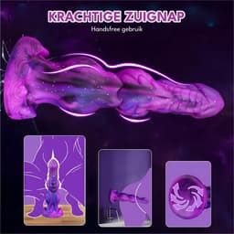 JustFun Fantasy Dildo - 25 CM - Met Zuignap - Sex Toys voor Mannen & Vrouwen - Monster Anal Plug XXL - Paars — thumbnail 5