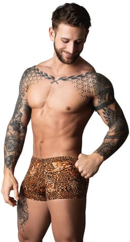 Male Power Sexy Pouch Short met Zwarte penisring - L - Luipaard - Bruin — thumbnail 1