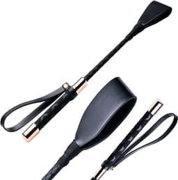 Luxe Zwarte Zweep – Midnight Authority – Erotisch Speelgoed voor Koppels | BDSM Whip met Gouden Details – Sexy Fetish Accessoire – Kinky Dominatrix Accessoire – 45 cm | Dare to Undress — thumbnail 2