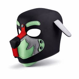 Honden Masker Rood Groen Zwart – Puppy Play Masker – Verstelbaar & Comfortabel – Uniseks BDSM Accessoire – Kinky Pleasure® — thumbnail 5