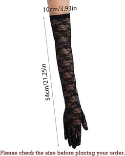 1 Paar Dames Kanten Handschoenen Lange Elegante Theekransje Engagement Dans Cocktail Party Opera Handschoenen, zwart — thumbnail 2