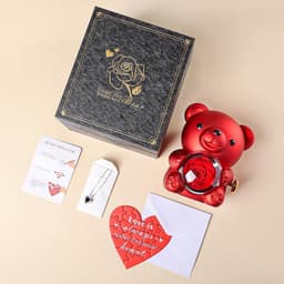 Romantische teddybeer met rozenbloem - Perfect cadeau voor Valentijnsdag, Moederdag, bruiloften en jubilea — thumbnail 2