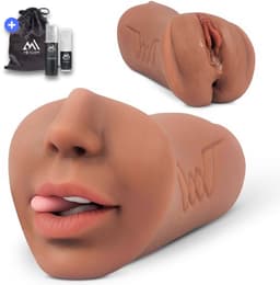 ME'ADAM Melange™ - 3D Realistische Masturbator - Inclusief opbergtas & glijmiddel - 3 in 1 - Vagina, Anus & Mond - Sex toys voor mannen - Realistische vagina - Pocket Pussy - kunstvagina — thumbnail 1