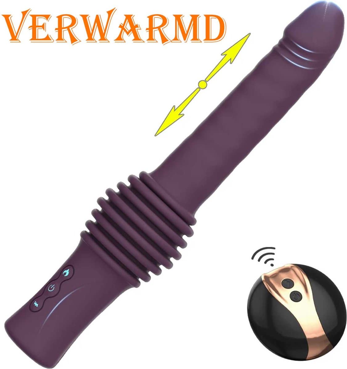 Telescopische Verwarmde Vibrator - Neukbeweging - Extreem realistisch gevoel - Fijn Handvat - Stotende Dildo - Penis Thrusting - incl oplader en afstandsbediening — afbeelding 1