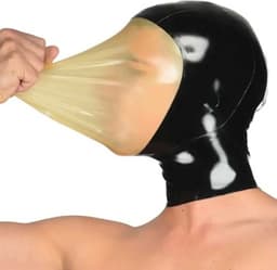 Latex masker met transparante ademhalingszak - Gummi BDSM - Latex rubber hoofd bondage - Dominantie - Hevig - Fetisj - 100% Latex rubber - 4MM Dikte - Maat L en groter- Unisex — thumbnail 2
