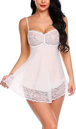 Erotische 2-Delige Lingerieset I Nachtjapon & Slipje I Sexy Kanten Lingerie Set I Maat L I Wit — thumbnail 4