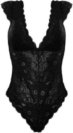 Erotische Body I Lingerie Body Kostuum I Sexy Erotisch Ondergoed I Gebloemde Kant Patroon I Maat L Zwart — thumbnail 2