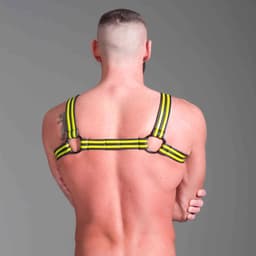 665 Neopreen - Riemenbody - Neoprene Bulldog Harness - Geel - Maat M — thumbnail 4