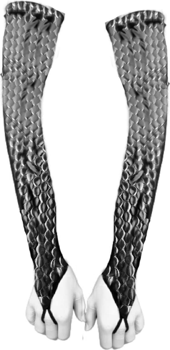 BamBella® - Extra lange Handschoenen zwart S/M vingerloos glans shiny reptiel look Sexy fetish erotiek erotische lingerie accessoire - onesize — afbeelding 1