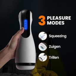 PureVibe® Squeezing Seduction Zuigende & Knijpende Sex Toys voor mannen - Automatisch Vibrerende Blowjob Masturbators - Masturbator voor Man - Pocket Pussy Zelf Electrisch & Aftrekken | Pearl White - valentijn cadeau — thumbnail 2