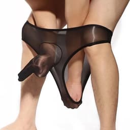 Sexy glanzende transparante slip voor heren, ultradun, zijdezacht en ademend, sexy, aparte gesloten manchetten [One Size 80-155 catties] — thumbnail 1