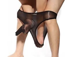 Sexy glanzende transparante slip voor heren, ultradun, zijdezacht en ademend, sexy, aparte gesloten manchetten [One Size 80-155 catties]