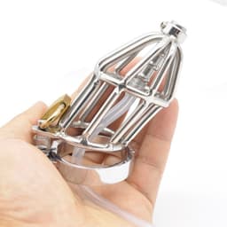 Nooitmeersaai - Peniskooi met dilator - Metaal - Zilver - inclusief hangslot — thumbnail 2