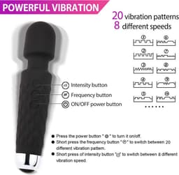 Magic Wand Vibrator Rechargeable - Dildo Vibrator voor Vrouwen - Dildo Vibrator Realistisch - Sex Toys voor Vrouwen Koppels - G Spot Vibrator met 20 Vibratie Standen- Clitoris Stimulator - Seksspeeltjes - Erotiek — thumbnail 3