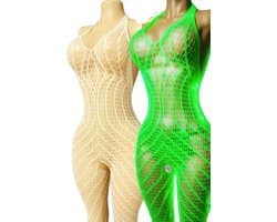 BamBella ® - Panty pak -Onesize - Glow in the dark body suit - Dames - Onesize - sexy Erotische jumpsuit van kant lingerie