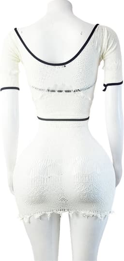 BamBella ® - Panty pak -Onesize - rok top suite set - Dames - Onesize - Erotische jumpsuit van kant erotische lingerie doorzichtig wit — thumbnail 2