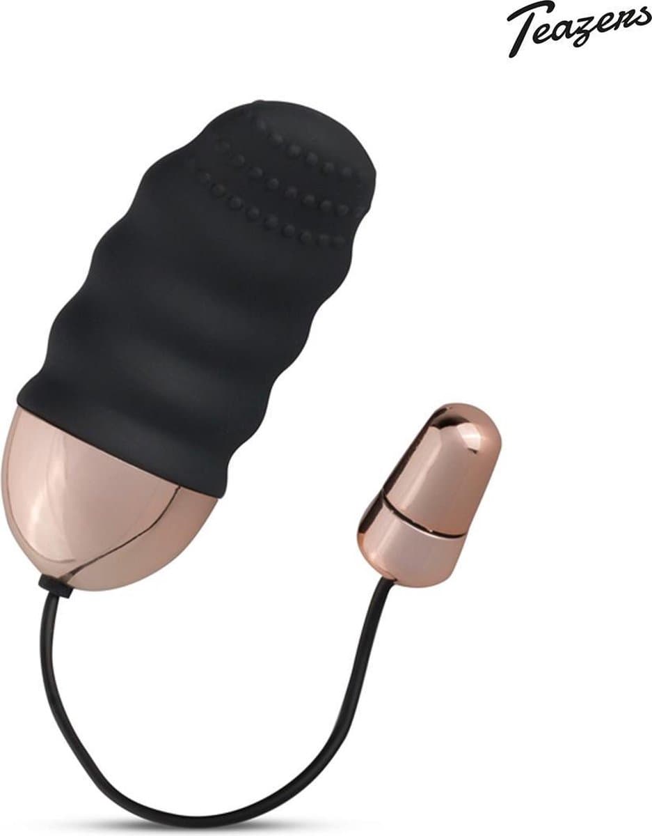 Teazers - Geribbeld Vibratie Eitje - Oplaadbaar - Sex Toys voor Vrouwen - Vibrators voor Vrouwen - Vibratie Ei met Afstandsbediening - Sex Toys voor Koppels - Zwart/Goud — afbeelding 1