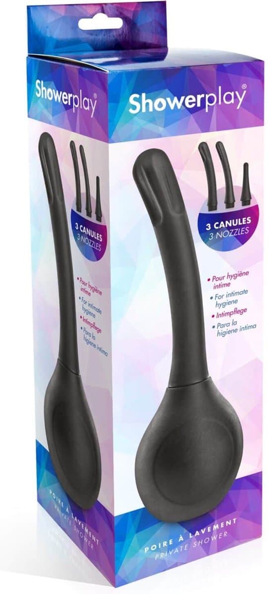 Showerplay - Anaal Douche - Lavement Peer met 3 Opzetstukken - 350ml - Zwart - Silicone Zonder Weekmakers — afbeelding 1