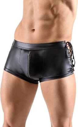 BDSM Lederen harnas korte short met open kruis functie - PU Leer - Latex look - Boxershort - Touw - Licht verstelbaar - Korte broek — thumbnail 4