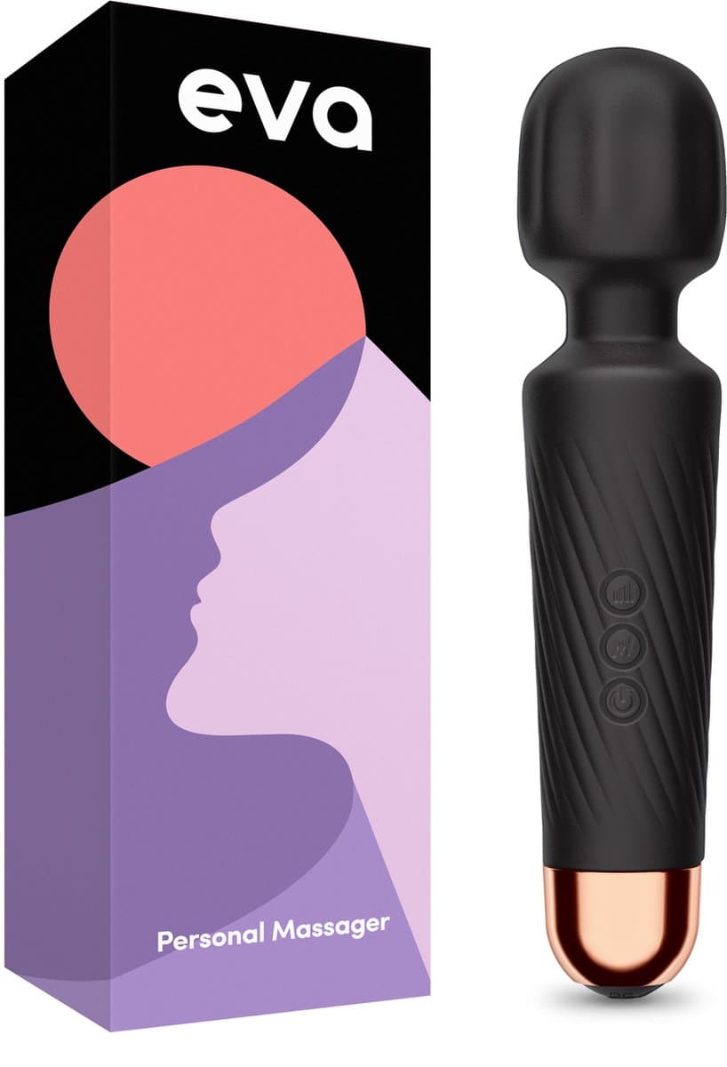 Eva® Personal Massager - Magic Wand - Vibrator voor Vrouwen - Krachtige Clitoris Stimulator - 75% Intensere Stimulatie - 20 Standen - Fluisterstil - Sex Toys voor Vrouwen - Seksspeeltjes - Cadeau voor Vrouw - Sensuele Audio - Obsidian Black — afbeelding 1