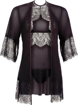 Cottelli Collection – Sexy Negligé met Lingerie en Kimono voor een Slaapkamer Sensatie – Maat S – Zwart — thumbnail 2