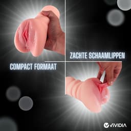 VIVIDIA Pocket Pussy voor Man - 2-in-1 Realistische Vagina & Anus - Masturbator voor Man - Kunstvagina én Kunstanus in één - Sex Toys voor Mannen – Sekspop - Blank (Beige) — thumbnail 4