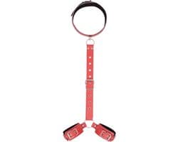 Erotische Nekriem Met Handboeien - Seksspeeltjes Voor Koppels - SM Bondage - Sex Toys - BDSM Set - Rood