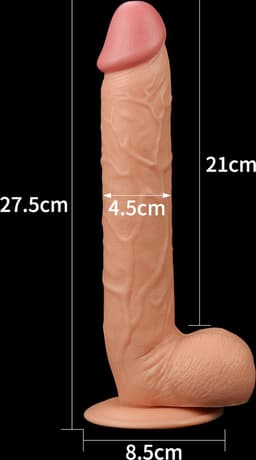Realistische XXL King Size Dildo 27.5 cm lang en 4.5 cm dik - Levensechte Grote Dildo 27.5 cm lang - Realistische dildo met balzak en stevige zuignap - Realistische Dildo Met Zuignap en Balzak — thumbnail 5